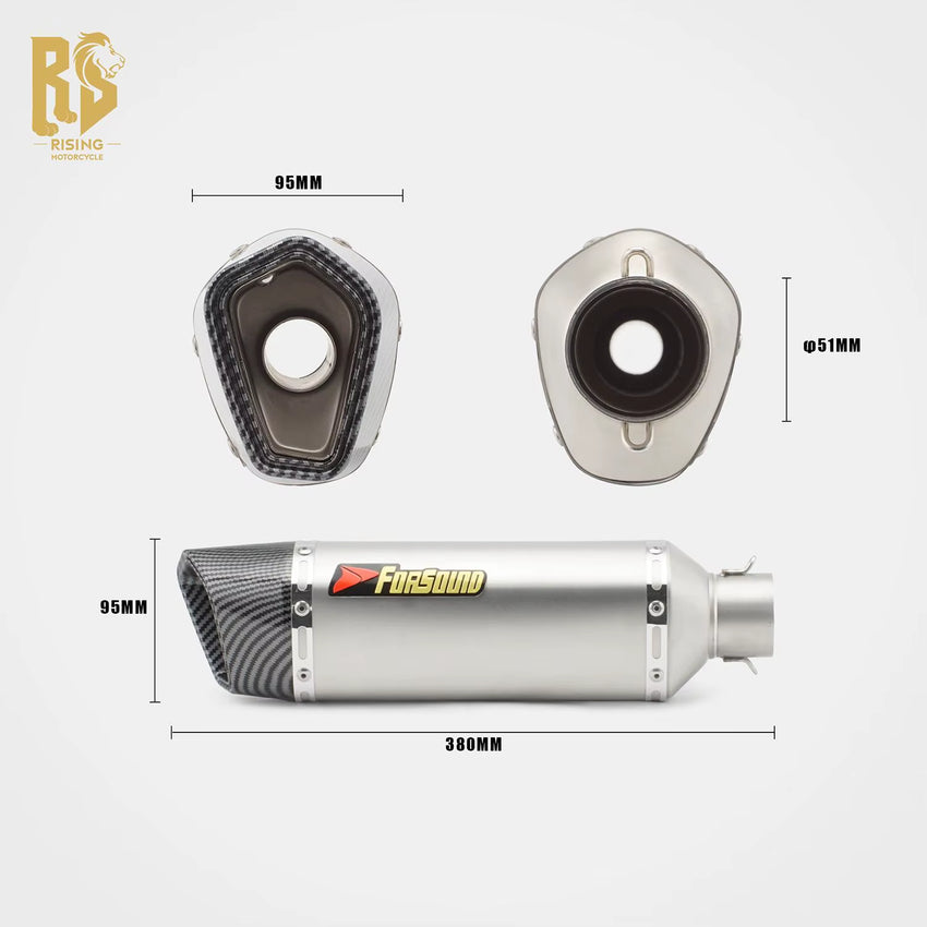 Small Roman Exhaust Pipe Stainless Steel and Carbon Fiber for Universal Motorcycles New Condition