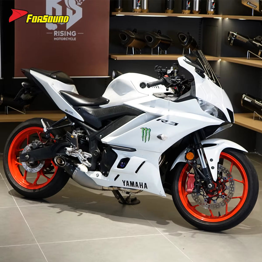 For Yamaha R3 Exhaust Fit 2015-2025 Street Bike Motorcycle Stainless Steel Bottom-Exit Carbon Fiber Air Outlet Deep Sound OEM