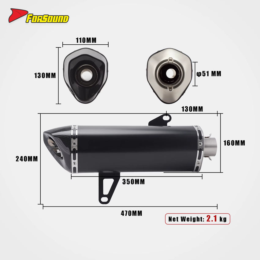 New Yamaha XMAX Black Stainless Steel Carbon Fiber Full System Exhaust Retrofit Tip Matte Front-Mid Section Urban Commuting