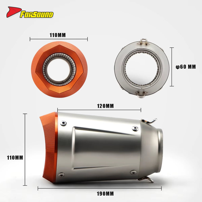 Stainless Steel 60Mm AR Angled Tail Section Exhaust Pipe for Universal Motorcycle Pipe