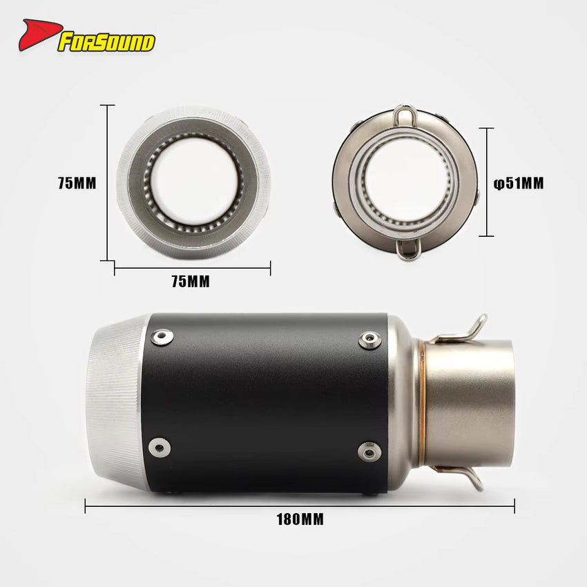 Stainless Steel Carbon Fiber 51Mm Mini GP End Can Exhaust Pipe Universal Motorcycle Pipe