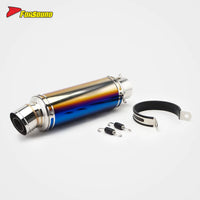 Stainless Steel Carbon Fiber 60Mm Yoshimura-Style Blue Finish Exhaust Pipe Universal Motorcycle Pipe