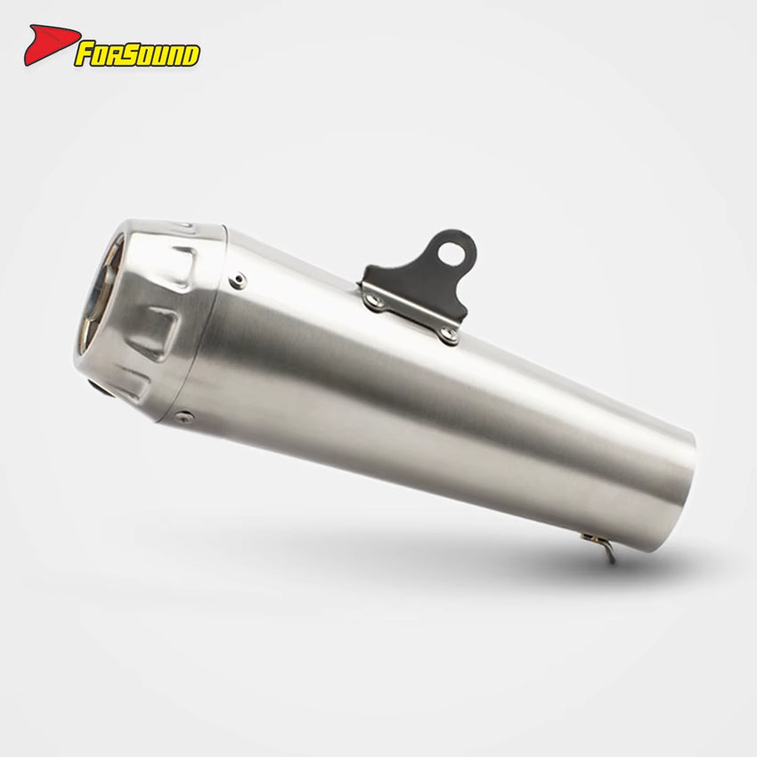 New Forsound Universal 51Mm Diameter Silver Stainless Steel Ar-Style Slip Exhaust Tip Aftermarket Motorcycle Exhaust System
