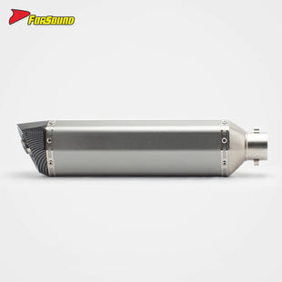 RS Original Modified Stainless Steel Exhaust Pipe Universal Silver Body with Lengthened Hexagonal round Hole Tail Section 51Mm