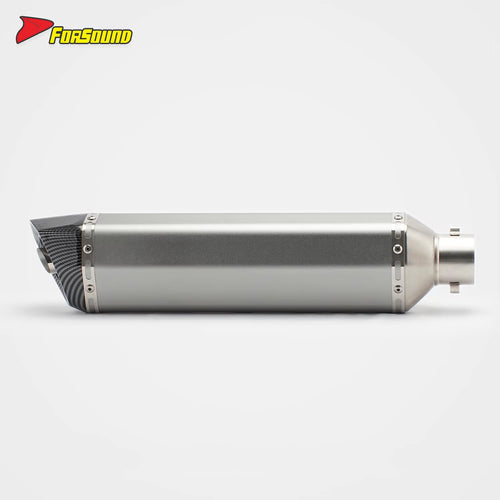 RS Original Modified Stainless Steel Exhaust Pipe Universal Silver Body with Lengthened Hexagonal round Hole Tail Section 51Mm