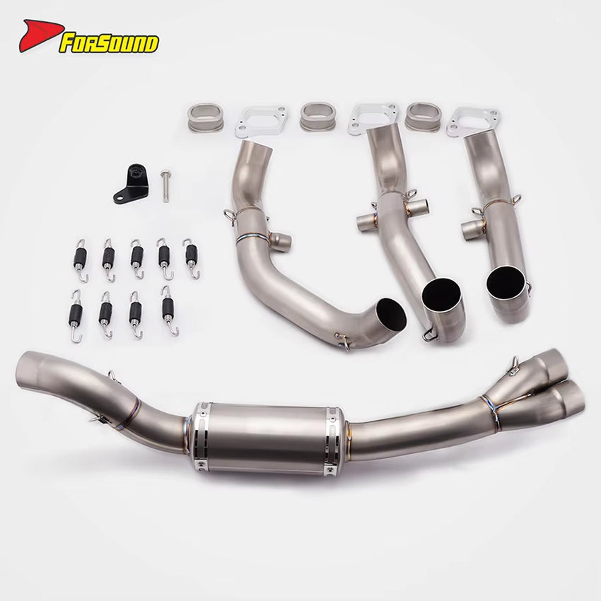 2021-2025 for Trident660 Stainless Steel Titanium Alloy Front-Mid Section Exhaust Pipe Carbon Fiber Rear Exhaust OEM