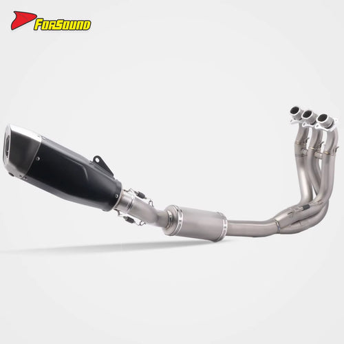 New FORSOUND Trident660 2020-2025 Blade Black Titanium Alloy Carbon Fiber Stainless Steel Exhaust Pipe Silver Rear Compatible