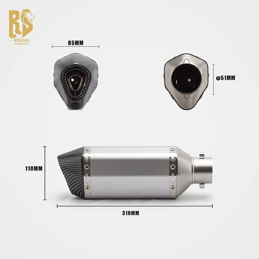 RS Locomotive Modified 51Mm Universal Exhaust Pipe Short Hexagonal Single Hole Tail Section NINJA400 CBR650R RC3