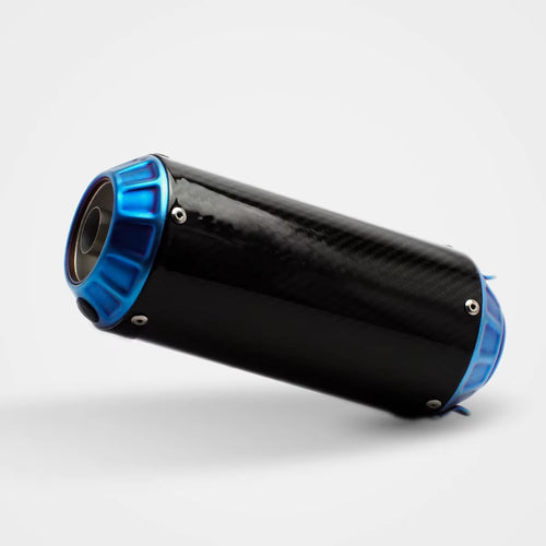 RS Original Universal Modified Motorcycle Exhaust Pipe Stainless Steel Carbon Fiber Blue Mouth Embossed Barrel Tail Section New