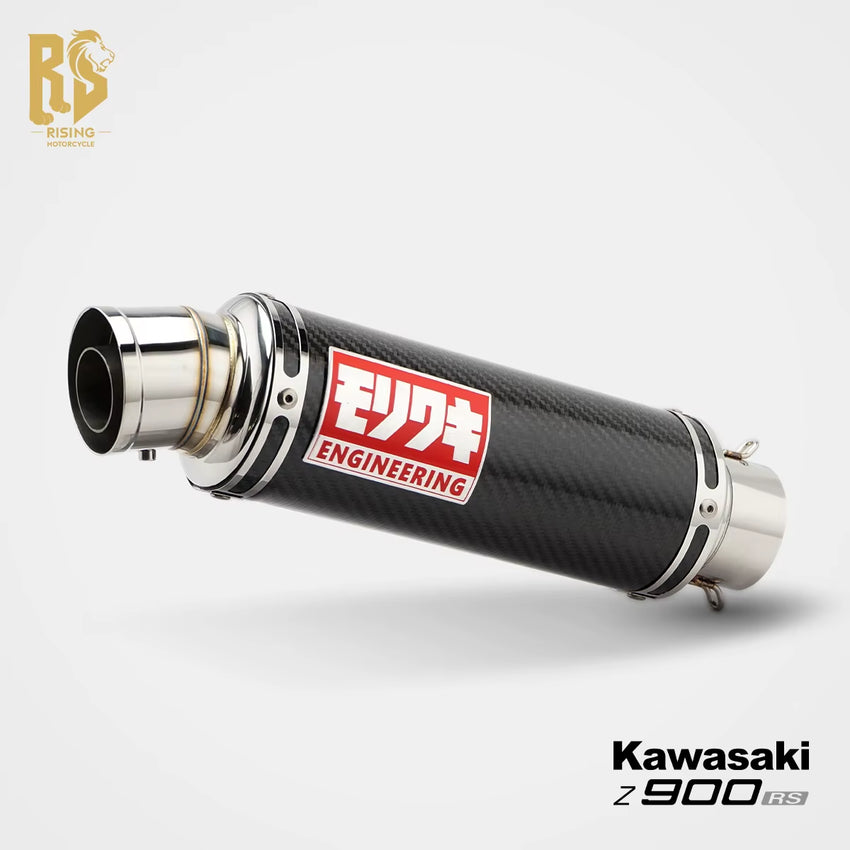New FORSOUND KAWASAKI Z900RS Street Motorcycle Carbon Fiber Retro Tail Muffler End Can Blue Polished Stainless Steel MORIWAKI