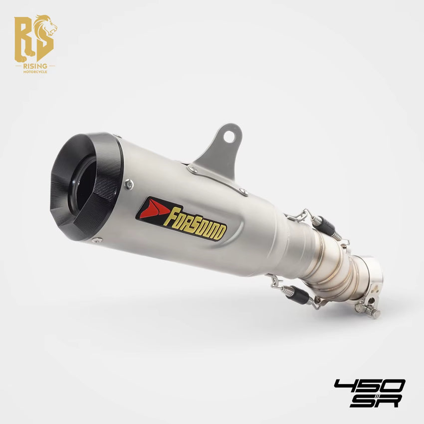 For for Forsound Silver Stainless Steel Mid-Tail Full-System Exhaust Includes Tip/Muffler for 2022+ Replacement Motorcycle