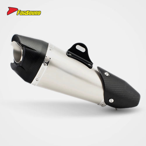 New FORSOUND 675Srr At2-Style Silver/Black Stainless Steel Carbon Fiber Tailpipe Full Exhaust System Direct Bolt-On Installation