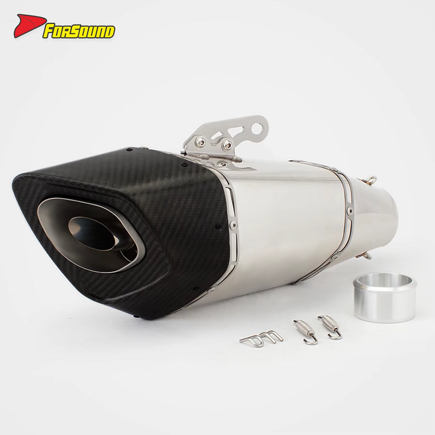 RS Original Universal New Motorcycle Carbon Fiber 60Mm Caliber Exhaust Muffler Pipe Compatible with XJ6 MT07 Xmax Crf150