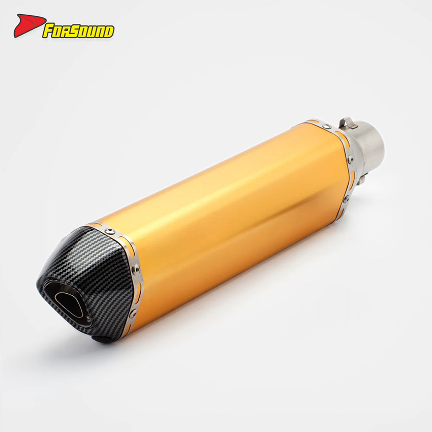 Forsound RS Original Modified Universal Stainless Steel New Motorcycle Exhaust Pipe Replacement Gold Extended Hexagonal Standard