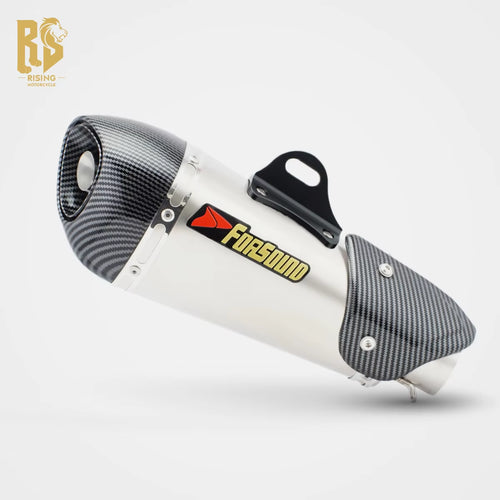 RS Original Universal Modified Motorcycle Exhaust Pipe Stainless Steel Frosted Carbon Fiber Baked Blue Small Inclined