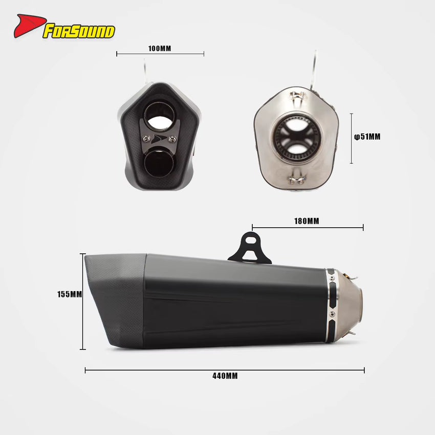 For KAWASAKI Ninja400 51Mm Caliber Stainless Steel Motorcycle Mid-Tail Integrated Exhaust Pipe Twin-Cylinder Power Boost OEM