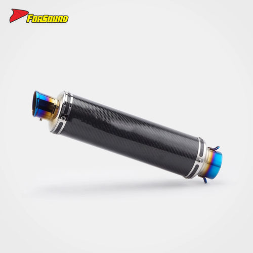 Universal 60Mm Blue Burnt Mini Slash Cut Tip Extended Barrel Exhaust Vintage Motorcycle Carbon Fiber Muffler Modification