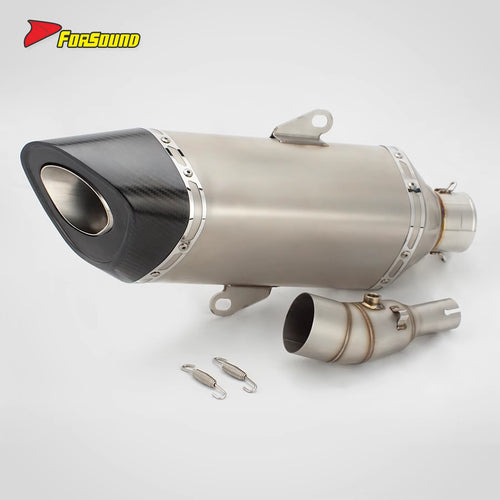 Forza 350 Exhaust R11 Model Mid-Rear Section Carbon Fiber Stainless Steel Tailpipe Balanced Deep Note OEM Interface New