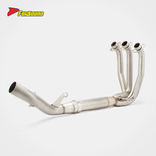 New for 675Sr Matte Stainless Steel Finish Front-Mid Section Exhaust Triple-Cylinder O2 Sensor Compatible Track Racing OEM