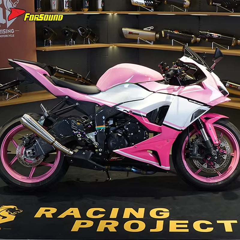 New Condition Racing Motorcycle Exhaust Stainless Steel Slip-On Muffler Mid-Tail Integrated Exhaust Pipe for KAWASAKI ZX-6R
