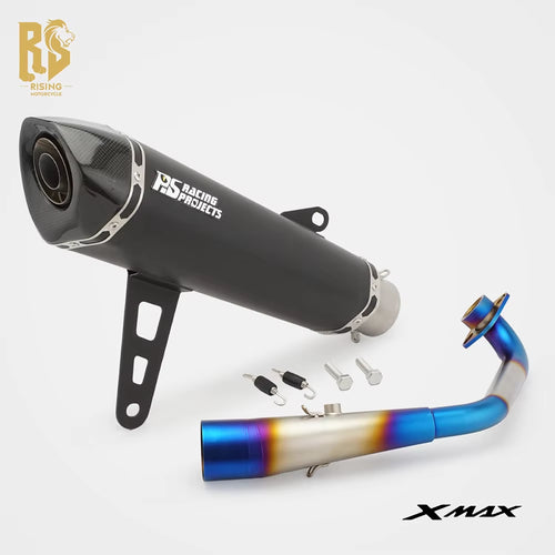 FOR Yamaha XMAX Exhaust 2017-2025 XMAX 300 250 Extended Slant Hexagon round Hole Full Exhaust System Stainless Steel