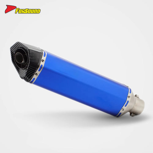 RS Original Modified Universal Stainless Steel Exhaust Pipe Blue 51Mm Body Lengthened Hexagonal Hole Tail Section New Condition
