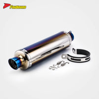 Stainless Steel Carbon Fiber 51Mm over Blue Retro Long End Can Exhaust Pipe for Universal Motorcycle