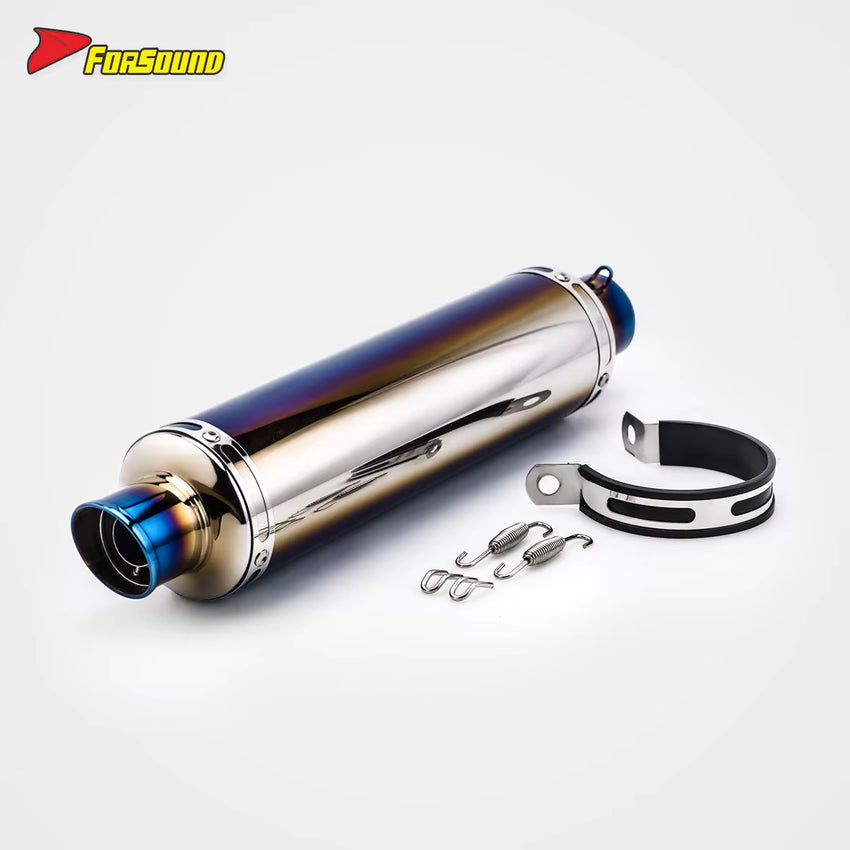 Stainless Steel Carbon Fiber 51Mm over Blue Retro Long End Can Exhaust Pipe for Universal Motorcycle