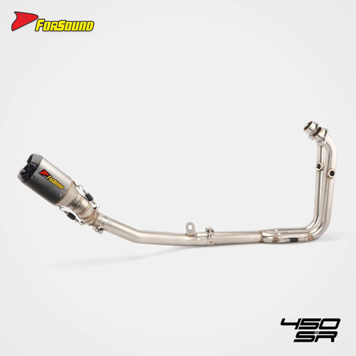 For Cfmoto 450SR Stainless Steel AR Embossed Full Section Silencer Exhaust Pipe Right Placement Motorcycle Daily Street Riding