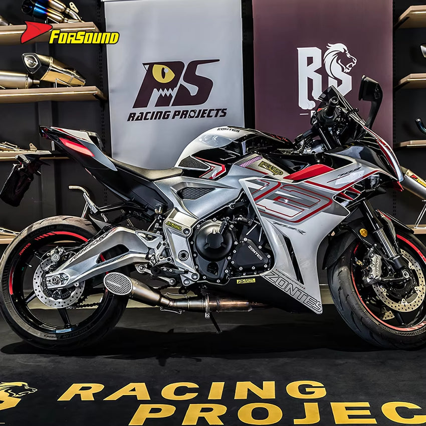 For ZONTES 703RR Straight-Through Down-Exit Exhaust with Honeycomb Mesh Cover Zontes 703Rr Escapes Horsepower Improvement OEM