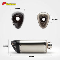 FORSOUND Universal 51Mm Diameter AK K11-Style Slip-On Exhaust Carbon Fiber Stainless Steel Polished Dual Finish Inner Tube For