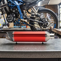 New Forsound RS Original Modified Universal Stainless Steel Muffler 51Mm Red Body Lengthened Hexagonal Hole Motorcycle Exhaust