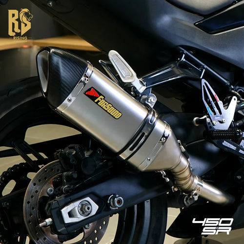 New Stainless Steel Carbon Fiber Puppy Matte Exhaust Pipe for Cfmoto 450SR/NK Motorcycles