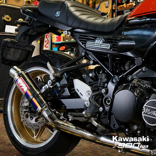 New FORSOUND KAWASAKI Z900RS Street Motorcycle Carbon Fiber Retro Tail Muffler End Can Blue Polished Stainless Steel MORIWAKI