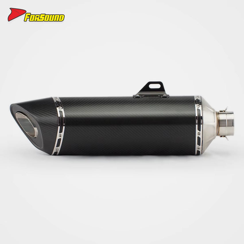 Forsound/Sound Black Carbon Fiber 60Mm R11-7 Long End Can Exhaust Pipe Universal Motorcycle New Condition