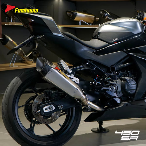 New FORSOUND Silver Stainless Steel TSS Frosted Mid-Tail Section Exhaust Pipe for 450SR/NK Motorcycle