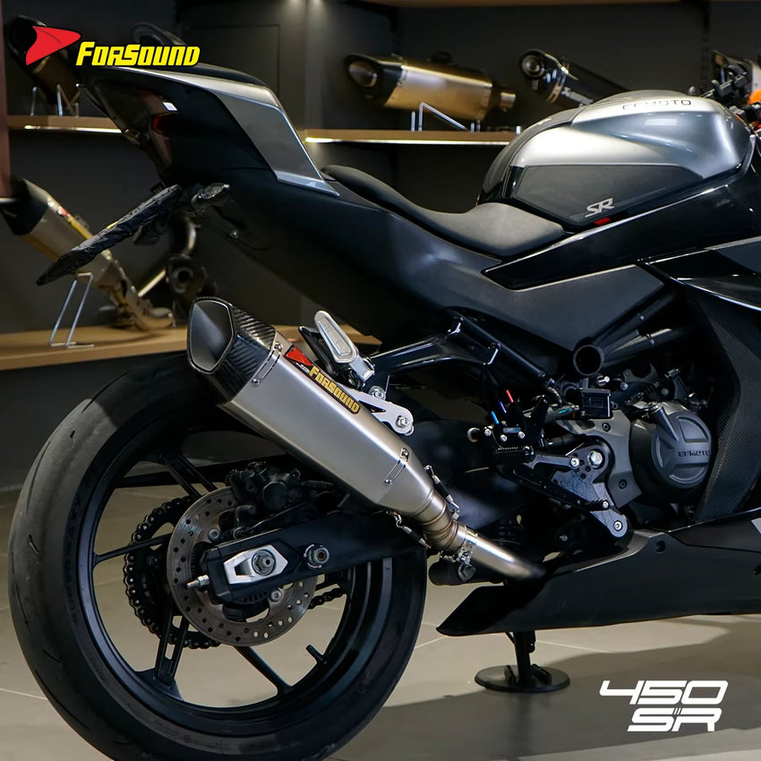 New FORSOUND Silver Stainless Steel TSS Frosted Mid-Tail Section Exhaust Pipe for 450SR/NK Motorcycle
