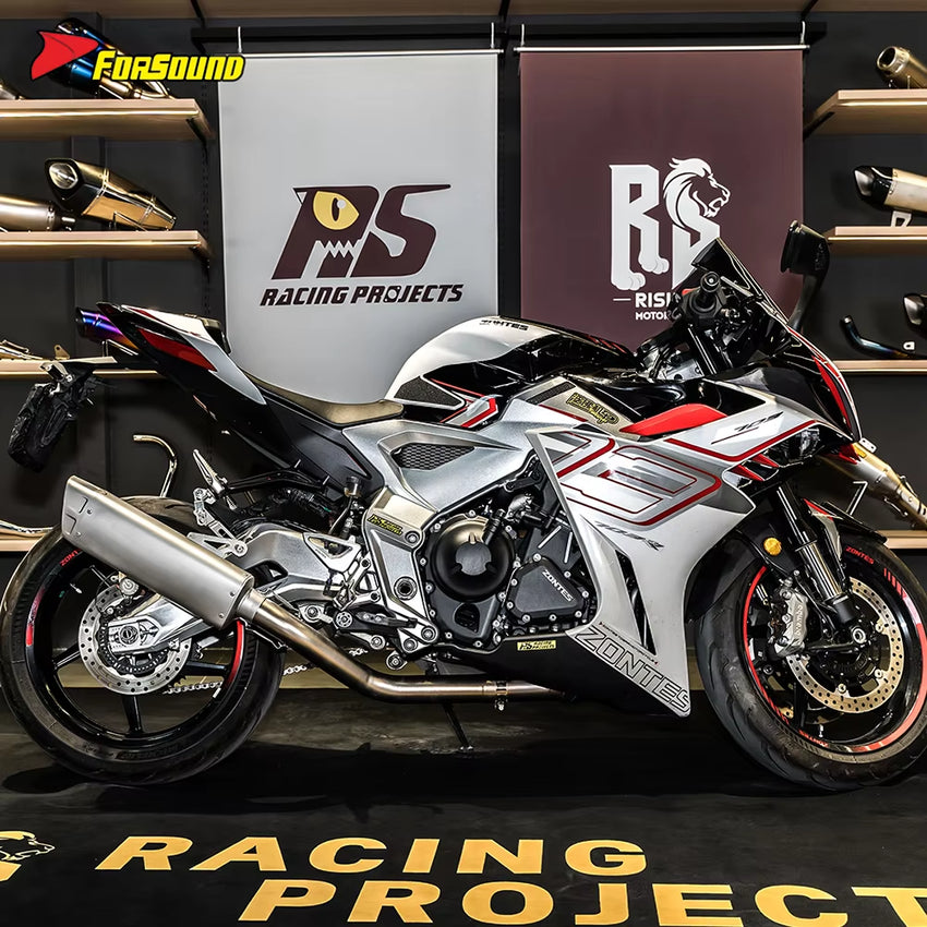 For ZONTES 703RR Full Side-Exit Motorcycle Exhaust System Street Dual Sport Bike Sound Tuning AK R1 Model Escape Zontes 703Rr