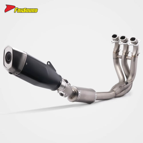 New FORSOUND Trident660 2020-2025 Blade Black Titanium Alloy Carbon Fiber Stainless Steel Exhaust Pipe Silver Rear Compatible