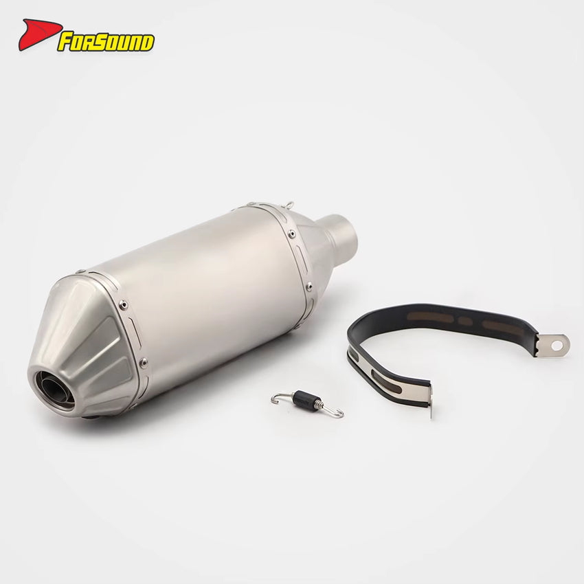 Stainless Steel 51Mm T148 Fish-Mouth End Can Exhaust Pipe with Bracket/Clamp Universal Motorcycle Pipe