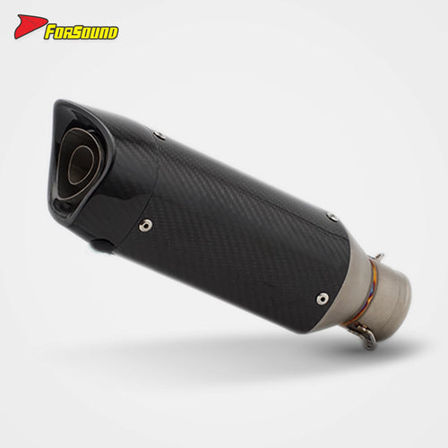 RS Original Universal Modified Exhaust Pipe for Motorcycle Stainless Steel Frosted Carbon Fiber Baked Blue Tail 51MM Caliber