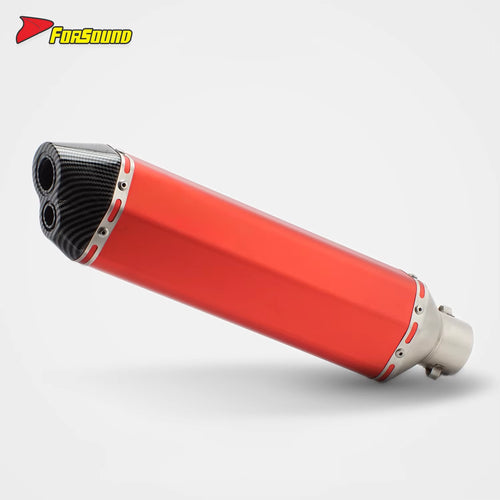 Forsound RS Original Modified Stainless Steel Motorcycle Exhaust System Muffler Universal Red 51Mm Hexagonal Double Hole New
