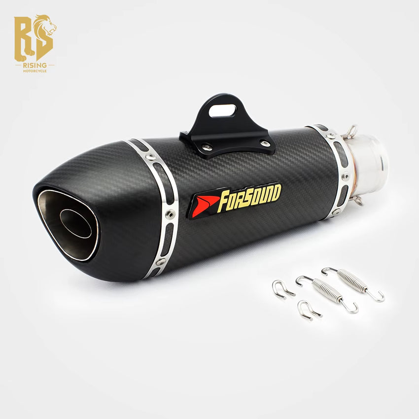 RS Original Universal Modified Motorcycle Exhaust Pipe Stainless Steel Frosted Carbon Fiber Baked Blue Small Inclined