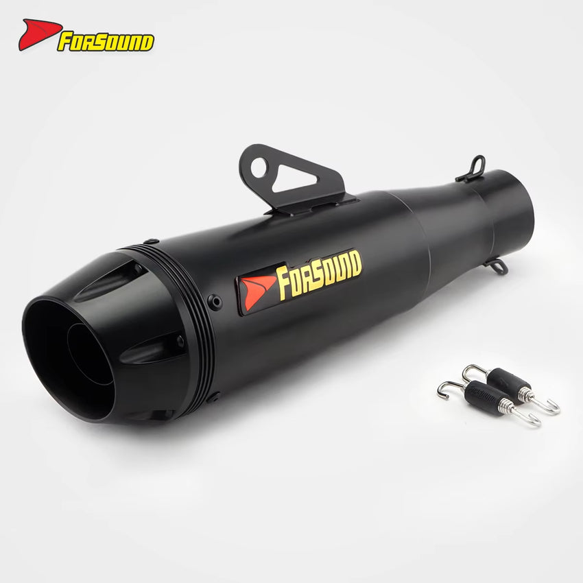 RS Original Universal Modified Stainless Steel Motorcycle Exhaust Pipe Frosted Black R34 51Mm Tail Section Silencer 51MM Caliber