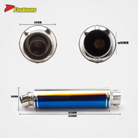 Stainless Steel Carbon Fiber 60Mm Long Yoshimura Blue Exhaust Pipe for Universal Motorcycles