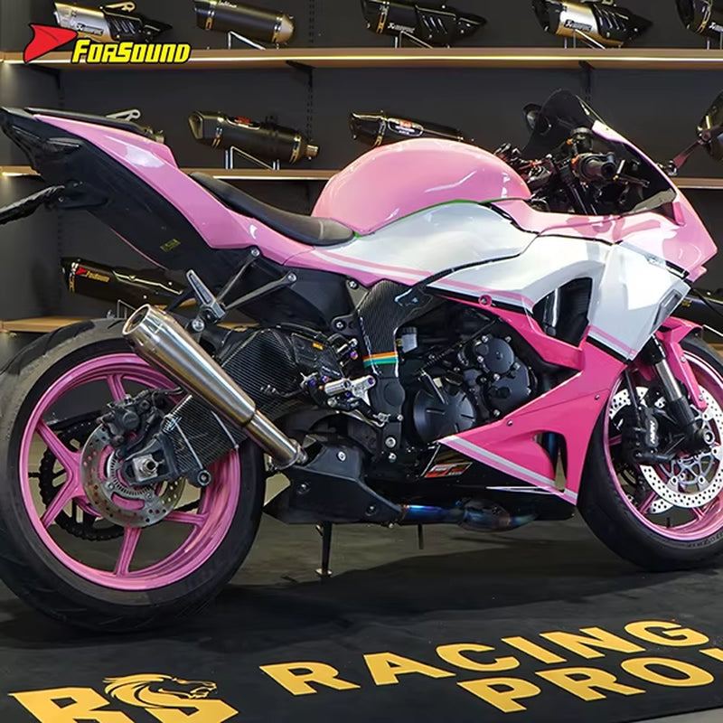 New Condition Racing Motorcycle Exhaust Stainless Steel Slip-On Muffler Mid-Tail Integrated Exhaust Pipe for KAWASAKI ZX-6R
