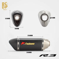New Condition Stainless Steel 51Mm Exhaust Pipe for Yamaha R3 Exhaust Motorcycle Modified Carbon Fiber Side Whole Section